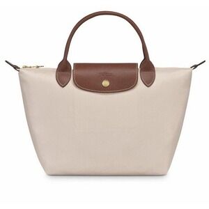 NWT Longchamp Paris Le Pliage Nylon Tote Bag Leather Trim Small Paper $150